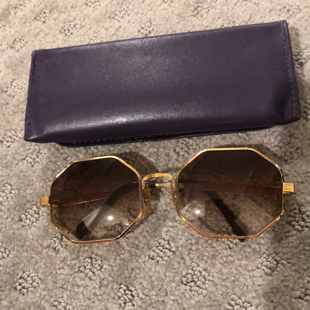 Vintage gold frame brown gradient sunglasses